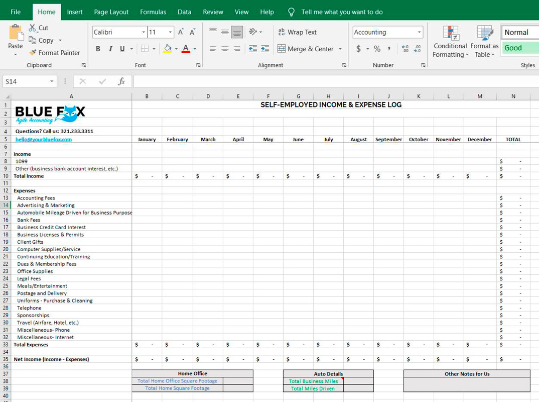 Free Download Schedule C Excel Worksheet for SoleProprietors BLUE